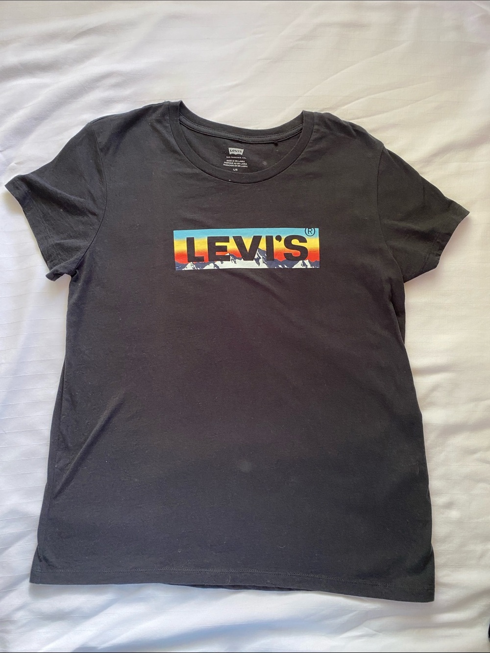 Levi's Black Crewneck Tee with Mountain Sunset Logo